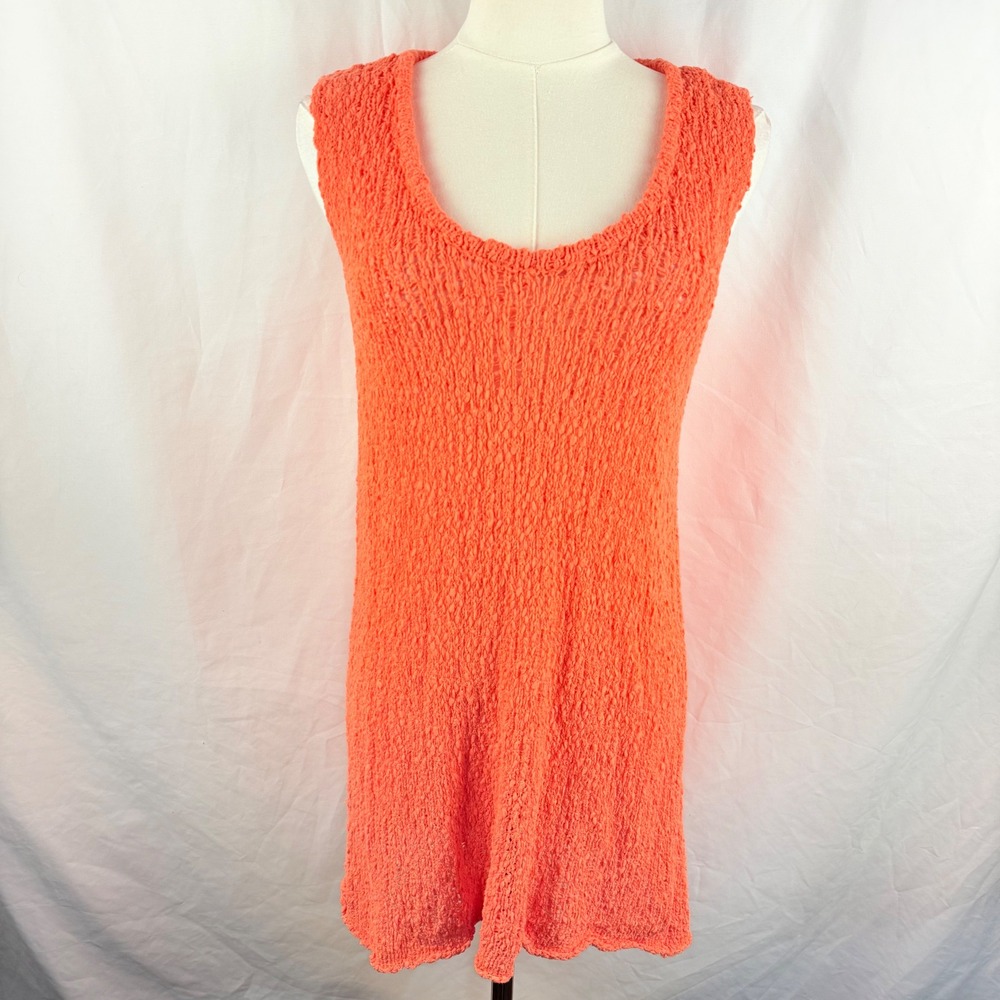 Vici Sleeveless‎ Stretchy Open Knit Mini Sweater Dress Size Large Sheer Bodycon